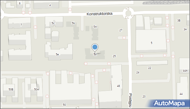 Warszawa, Konstruktorska, 5d, mapa Warszawy