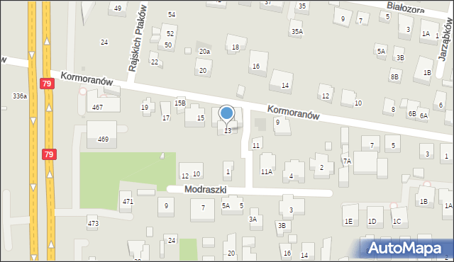 Warszawa, Kormoranów, 13, mapa Warszawy