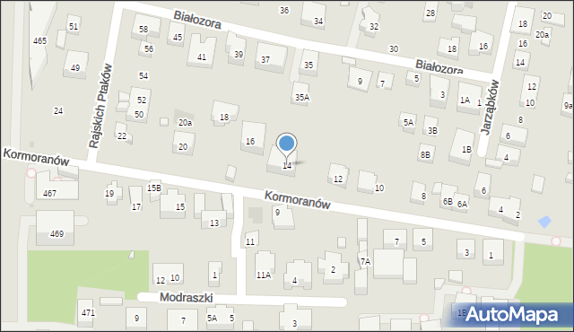 Warszawa, Kormoranów, 14, mapa Warszawy