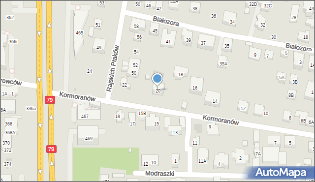 Warszawa, Kormoranów, 20, mapa Warszawy