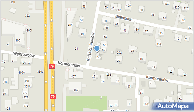 Warszawa, Kormoranów, 22/24, mapa Warszawy