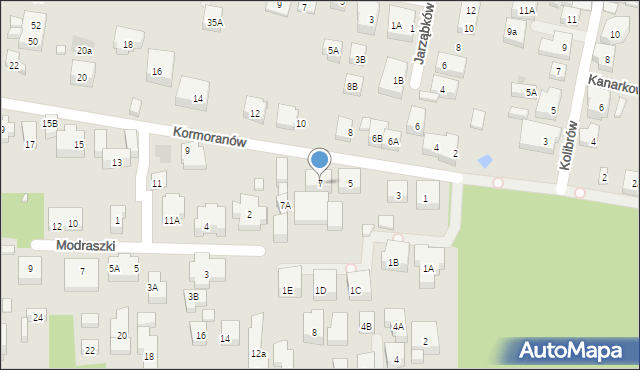 Warszawa, Kormoranów, 7, mapa Warszawy