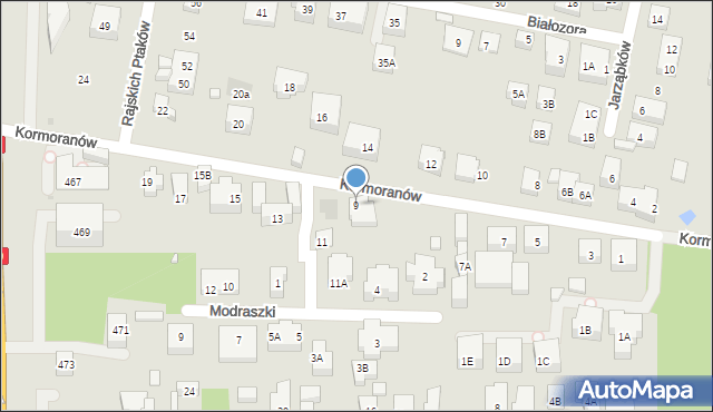 Warszawa, Kormoranów, 9, mapa Warszawy