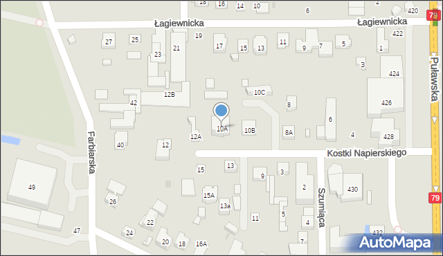 Warszawa, Kostki Napierskiego Aleksandra, 10A, mapa Warszawy