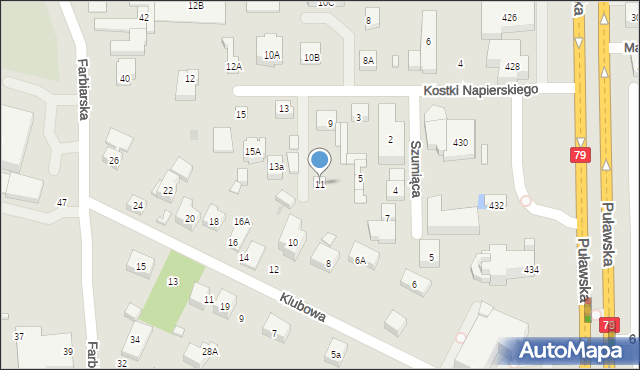 Warszawa, Kostki Napierskiego Aleksandra, 11, mapa Warszawy
