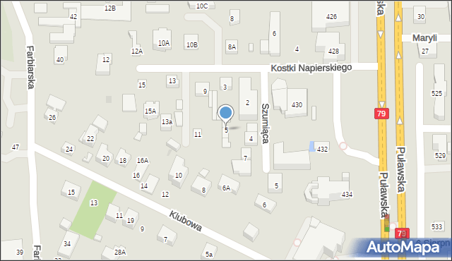 Warszawa, Kostki Napierskiego Aleksandra, 5, mapa Warszawy