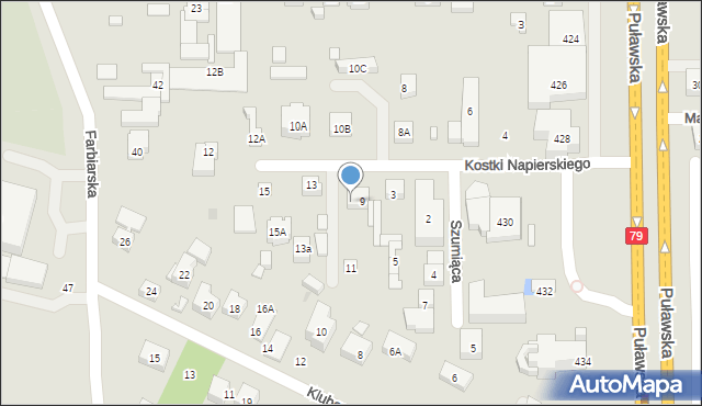 Warszawa, Kostki Napierskiego Aleksandra, 9A, mapa Warszawy