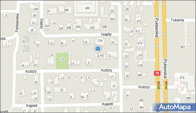 Warszawa, Kobzy, 4, mapa Warszawy