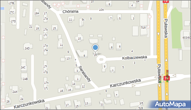 Warszawa, Kolbaczewska, 10, mapa Warszawy