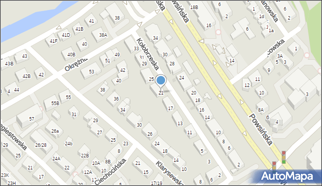 Warszawa, Kołobrzeska, 21, mapa Warszawy