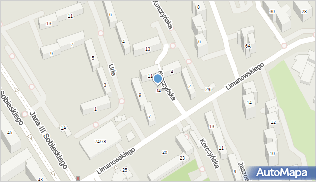 Warszawa, Korczyńska, 14, mapa Warszawy