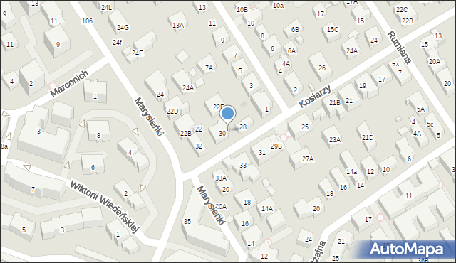 Warszawa, Kosiarzy, 30a, mapa Warszawy