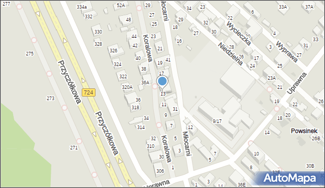 Warszawa, Koralowa, 13, mapa Warszawy