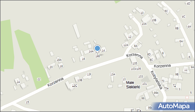Warszawa, Korzenna, 14b, mapa Warszawy