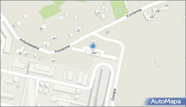 Warszawa, Korzenna, 17A, mapa Warszawy