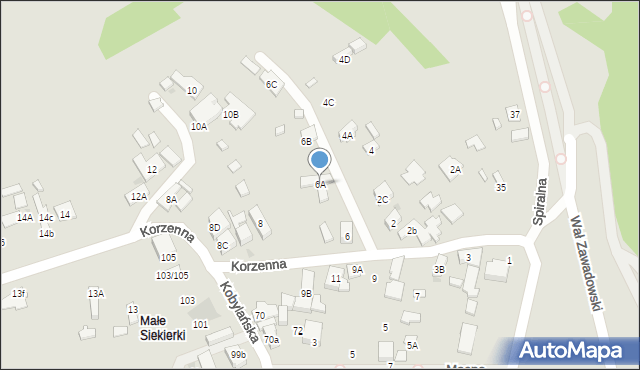 Warszawa, Korzenna, 6A, mapa Warszawy