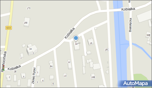 Warszawa, Kobiałka, 14, mapa Warszawy