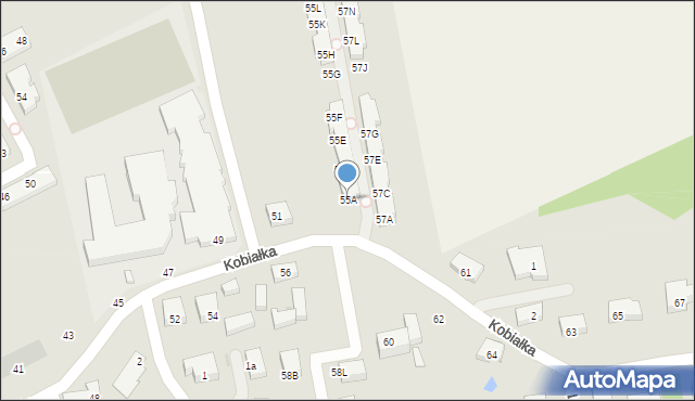 Warszawa, Kobiałka, 55A, mapa Warszawy