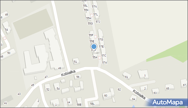 Warszawa, Kobiałka, 55B, mapa Warszawy