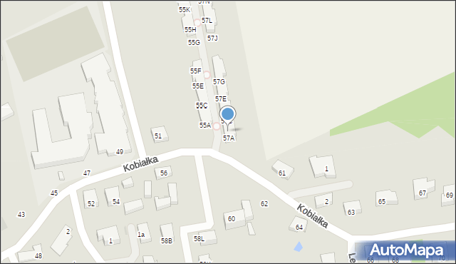 Warszawa, Kobiałka, 57B, mapa Warszawy