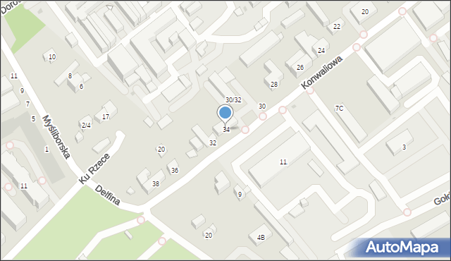 Warszawa, Konwaliowa, 34, mapa Warszawy