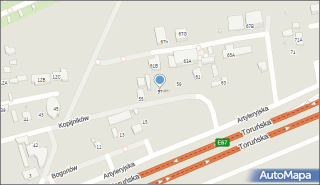Warszawa, Kopijników, 57, mapa Warszawy