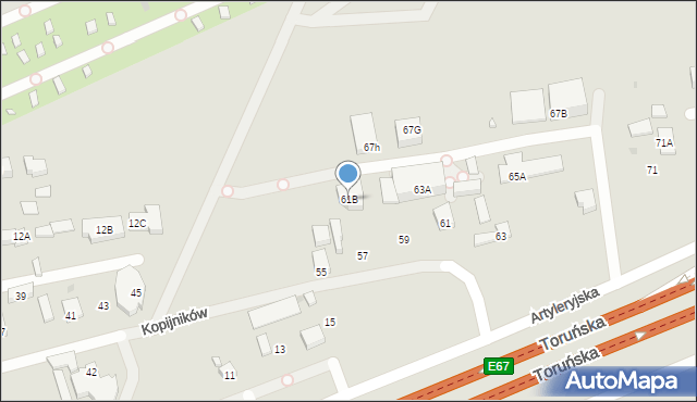 Warszawa, Kopijników, 61B, mapa Warszawy