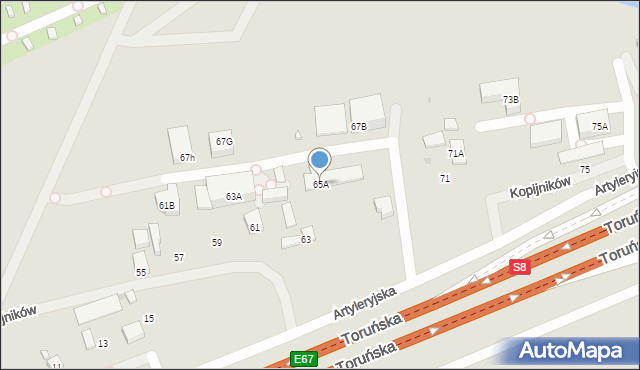 Warszawa, Kopijników, 65A, mapa Warszawy