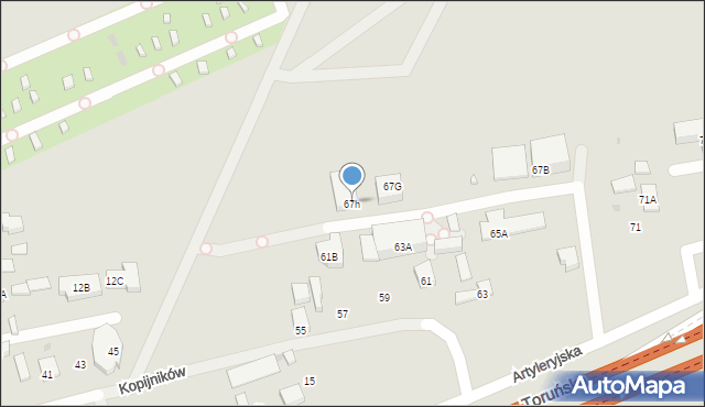 Warszawa, Kopijników, 67h, mapa Warszawy