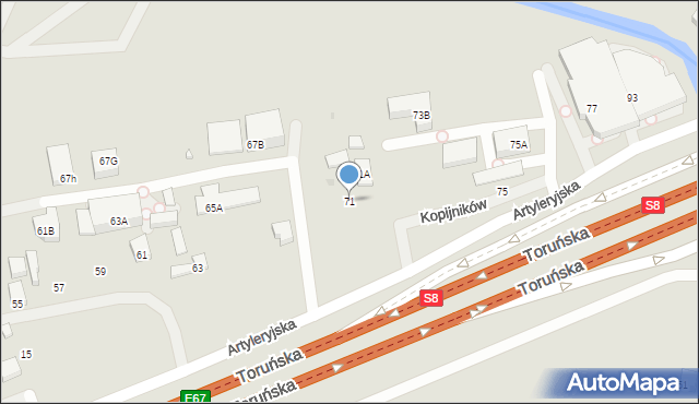 Warszawa, Kopijników, 71, mapa Warszawy