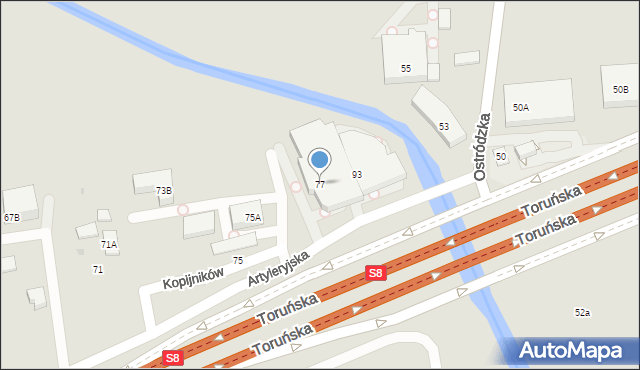 Warszawa, Kopijników, 77, mapa Warszawy