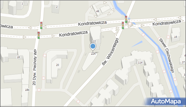 Warszawa, Kondratowicza Ludwika, 22A, mapa Warszawy