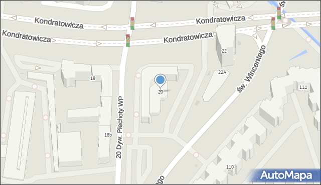 Warszawa, Kondratowicza Ludwika, 20, mapa Warszawy