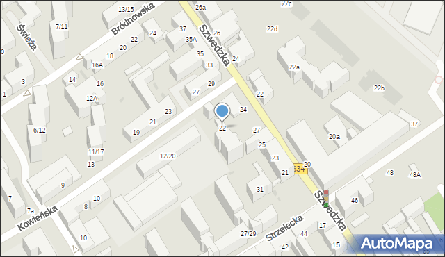 Warszawa, Kowieńska, 22, mapa Warszawy