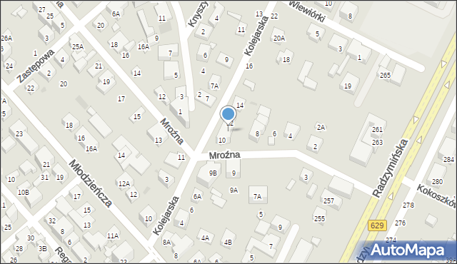 Warszawa, Kolejarska, 10A, mapa Warszawy