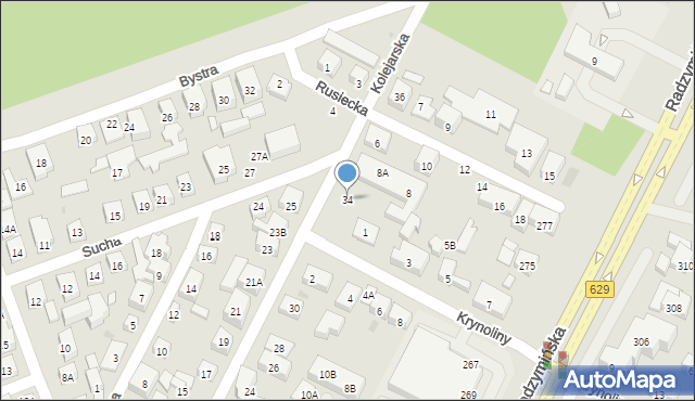 Warszawa, Kolejarska, 34, mapa Warszawy