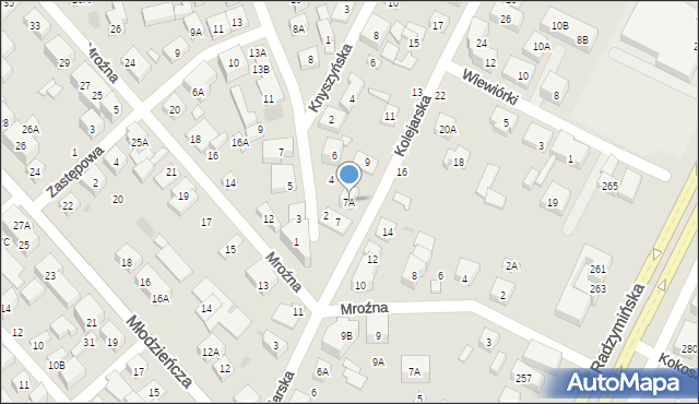 Warszawa, Kolejarska, 7A, mapa Warszawy