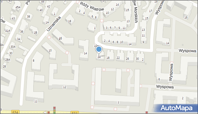 Warszawa, Korsarska, 14, mapa Warszawy