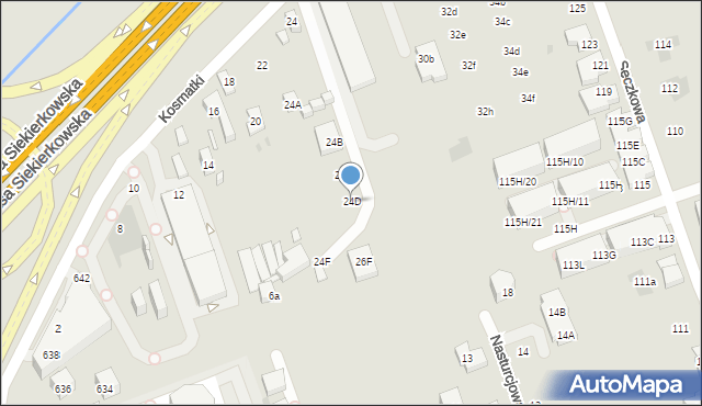 Warszawa, Kosmatki, 24D, mapa Warszawy