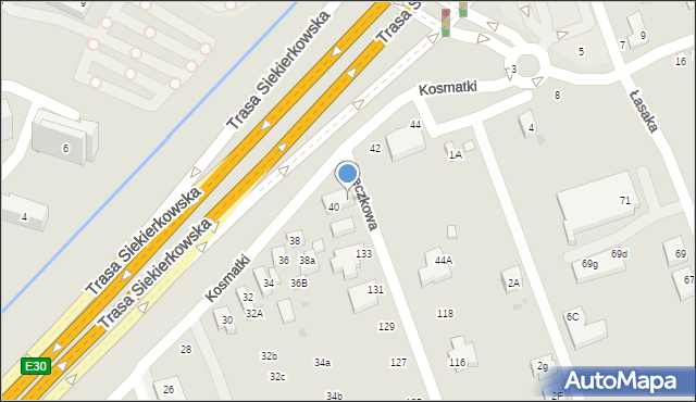 Warszawa, Kosmatki, 40A, mapa Warszawy
