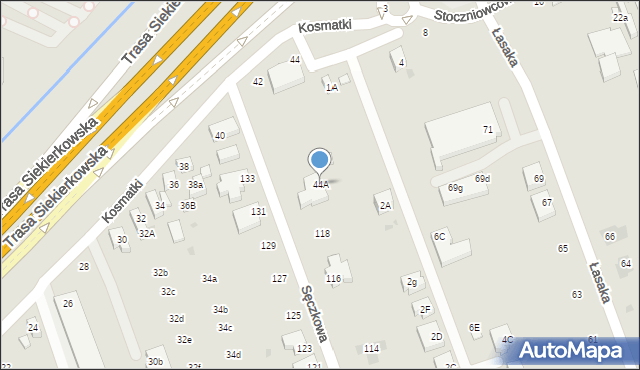 Warszawa, Kosmatki, 44A, mapa Warszawy