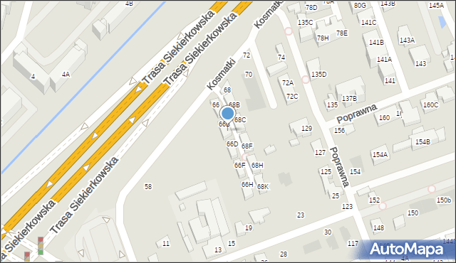 Warszawa, Kosmatki, 66C, mapa Warszawy