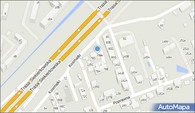 Warszawa, Kosmatki, 78B, mapa Warszawy
