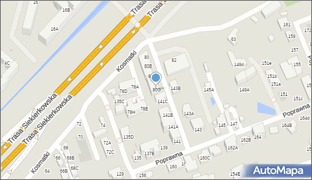 Warszawa, Kosmatki, 80G, mapa Warszawy