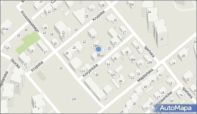 Warszawa, Korytnicka, 23/25, mapa Warszawy