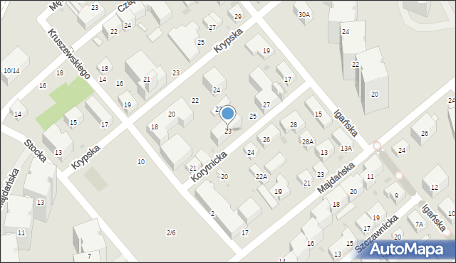 Warszawa, Korytnicka, 23, mapa Warszawy