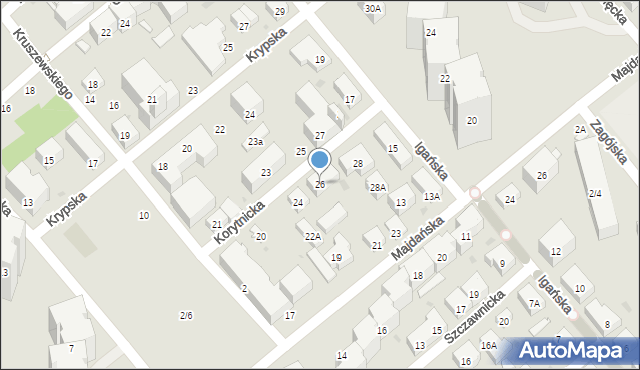 Warszawa, Korytnicka, 26, mapa Warszawy