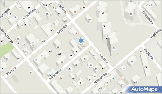 Warszawa, Korytnicka, 29, mapa Warszawy