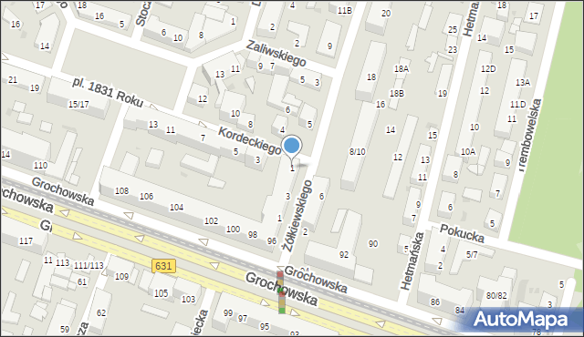 Warszawa, Kordeckiego Augustyna, ks., 1, mapa Warszawy