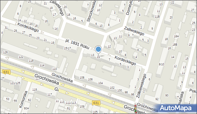 Warszawa, Kordeckiego Augustyna, ks., 11, mapa Warszawy